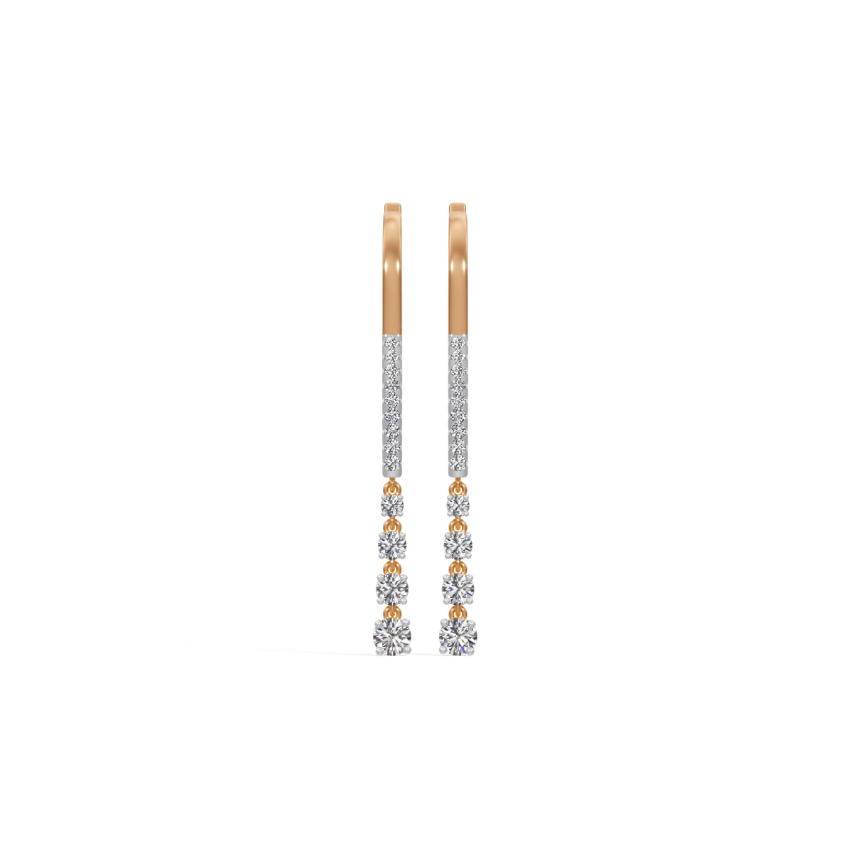 Rose Gold 1Ct Drop Round Lab Grown Diamond Vyelle Earring