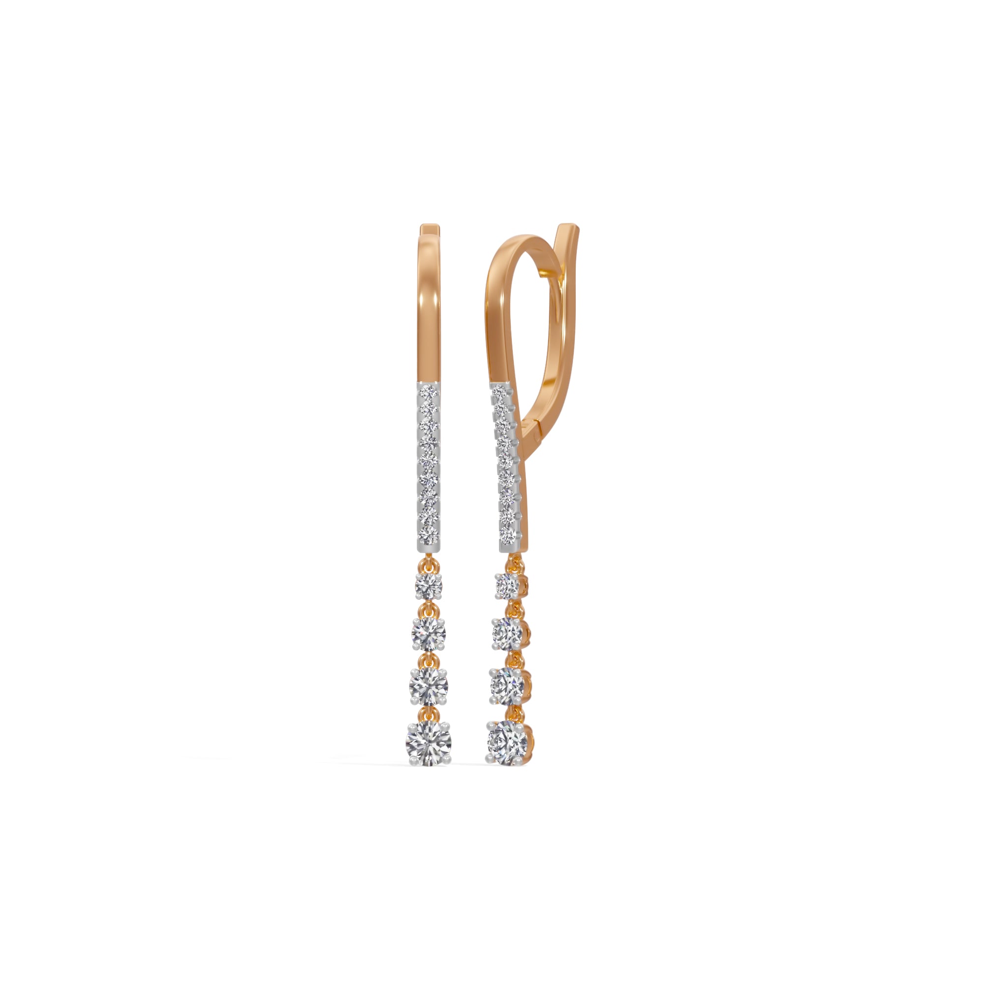 Rose Gold 1Ct Drop Round Lab Grown Diamond Vyelle Earring