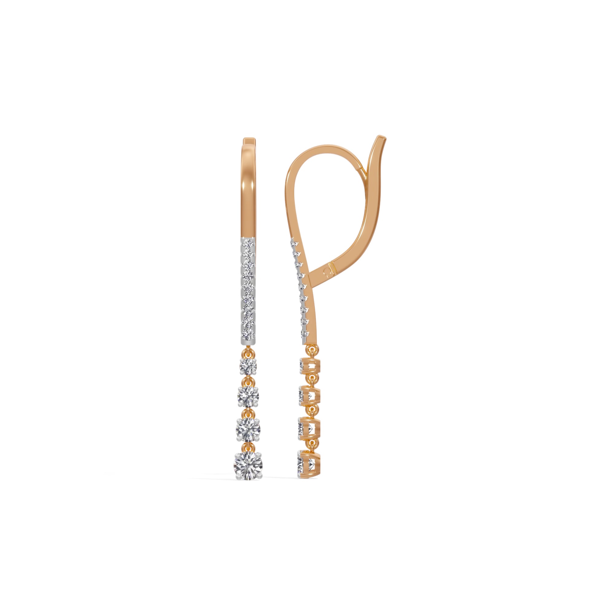 Rose Gold 1Ct Drop Round Lab Grown Diamond Vyelle Earring