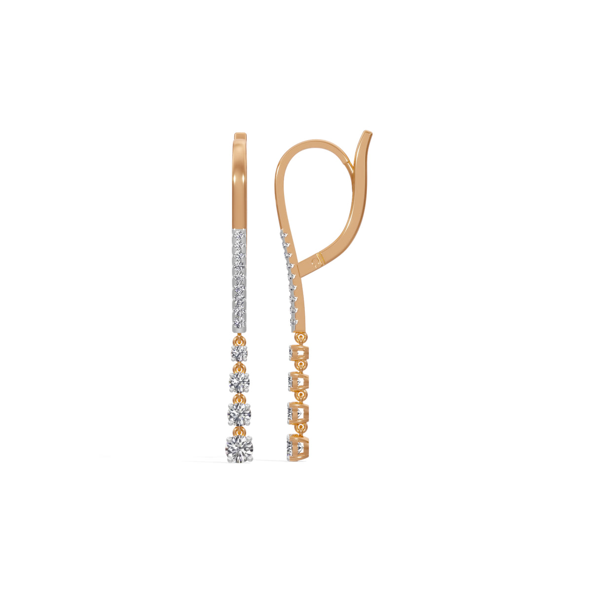 Rose Gold 1Ct Drop Round Lab Grown Diamond Vyelle Earring