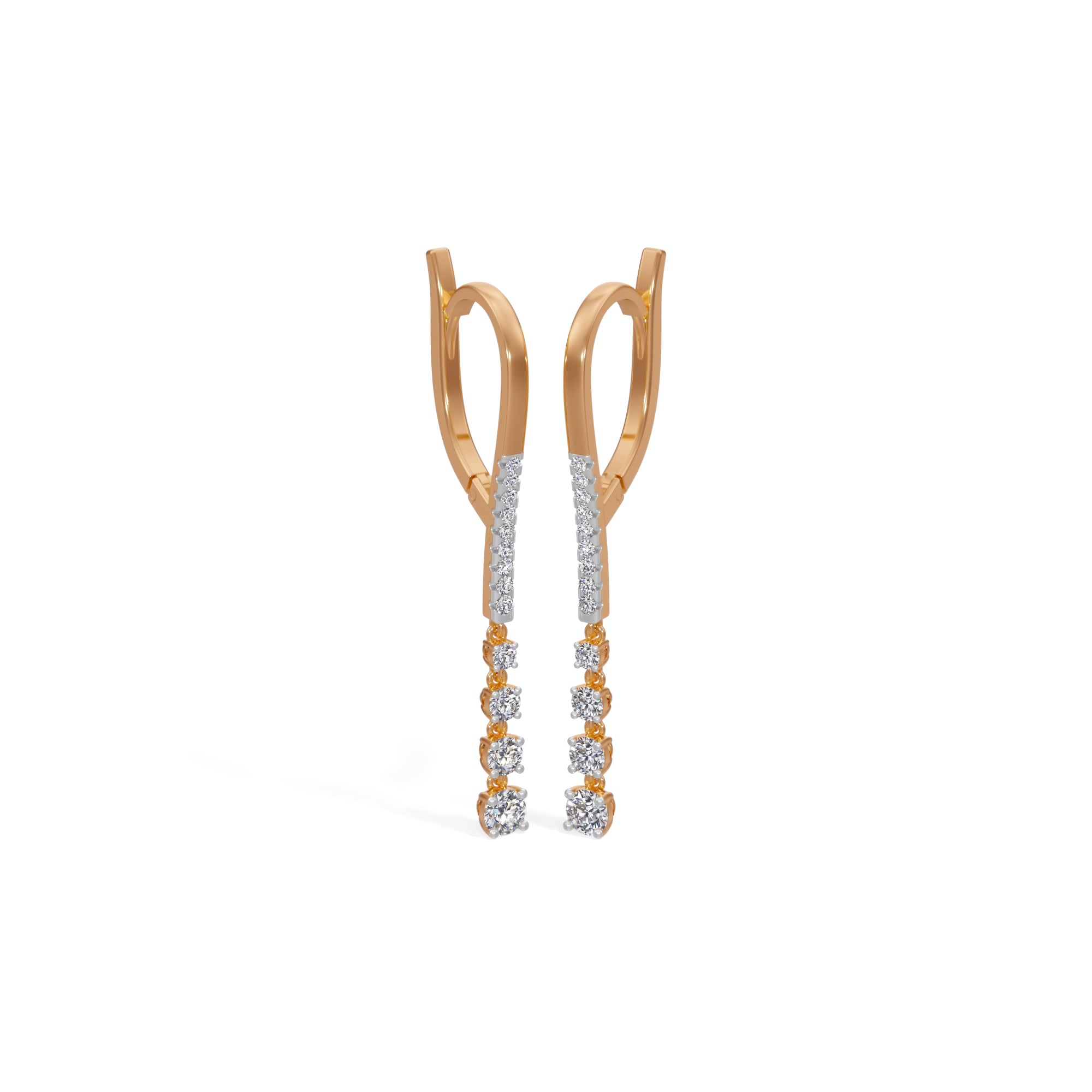 Rose Gold 1Ct Drop Round Lab Grown Diamond Vyelle Earring