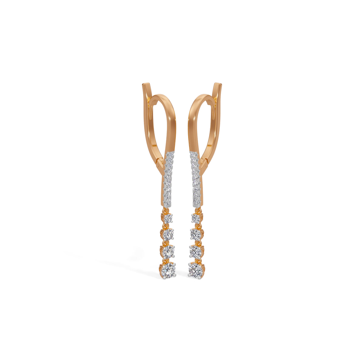 Rose Gold 1Ct Drop Round Lab Grown Diamond Vyelle Earring