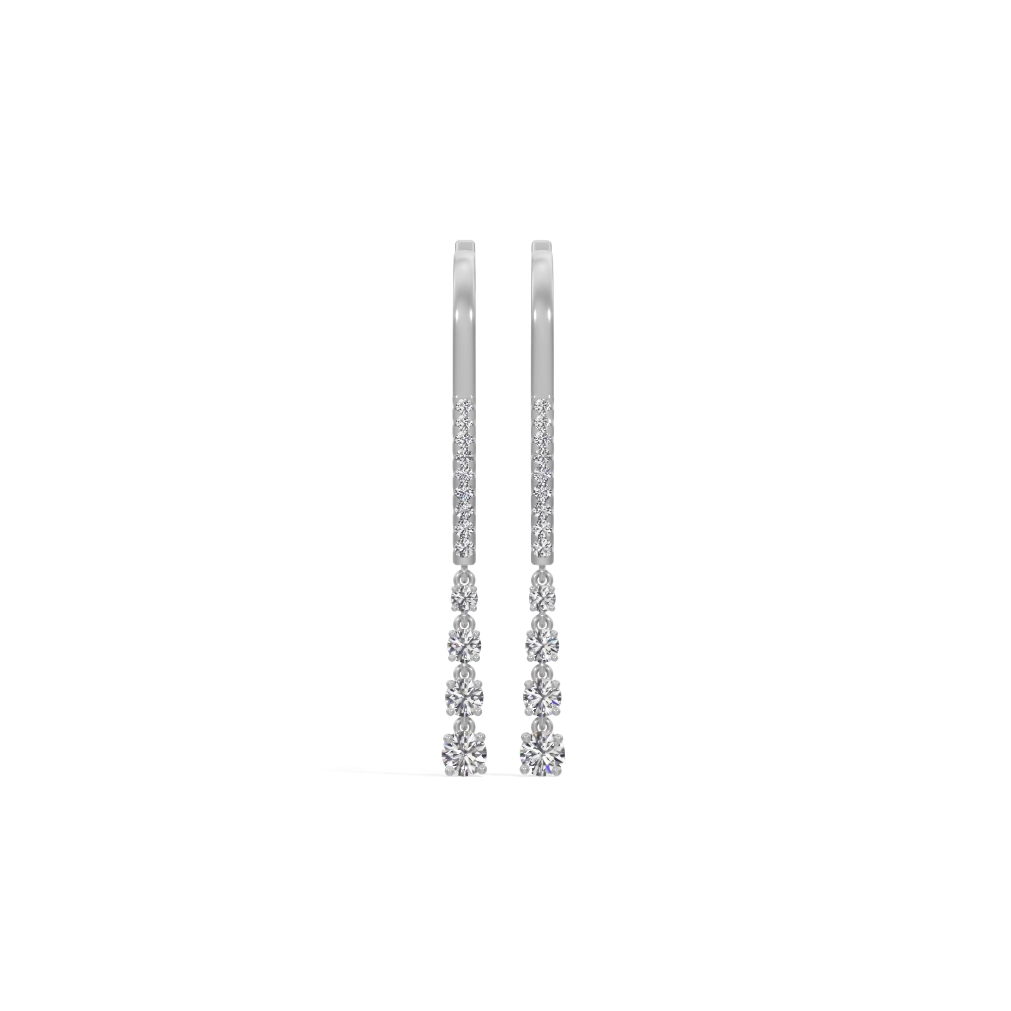 White Gold 1Ct Drop Round Lab Grown Diamond Vyelle Earring