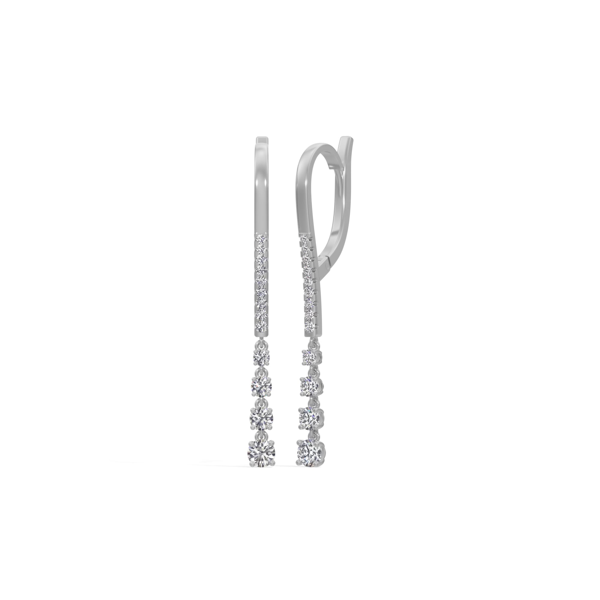 White Gold 1Ct Drop Round Lab Grown Diamond Vyelle Earring