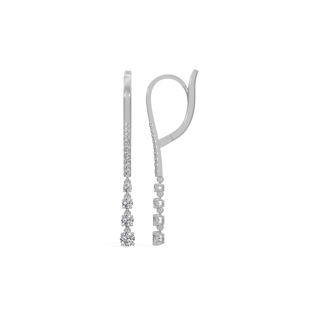 White Gold 1Ct Drop Round Lab Grown Diamond Vyelle Earring