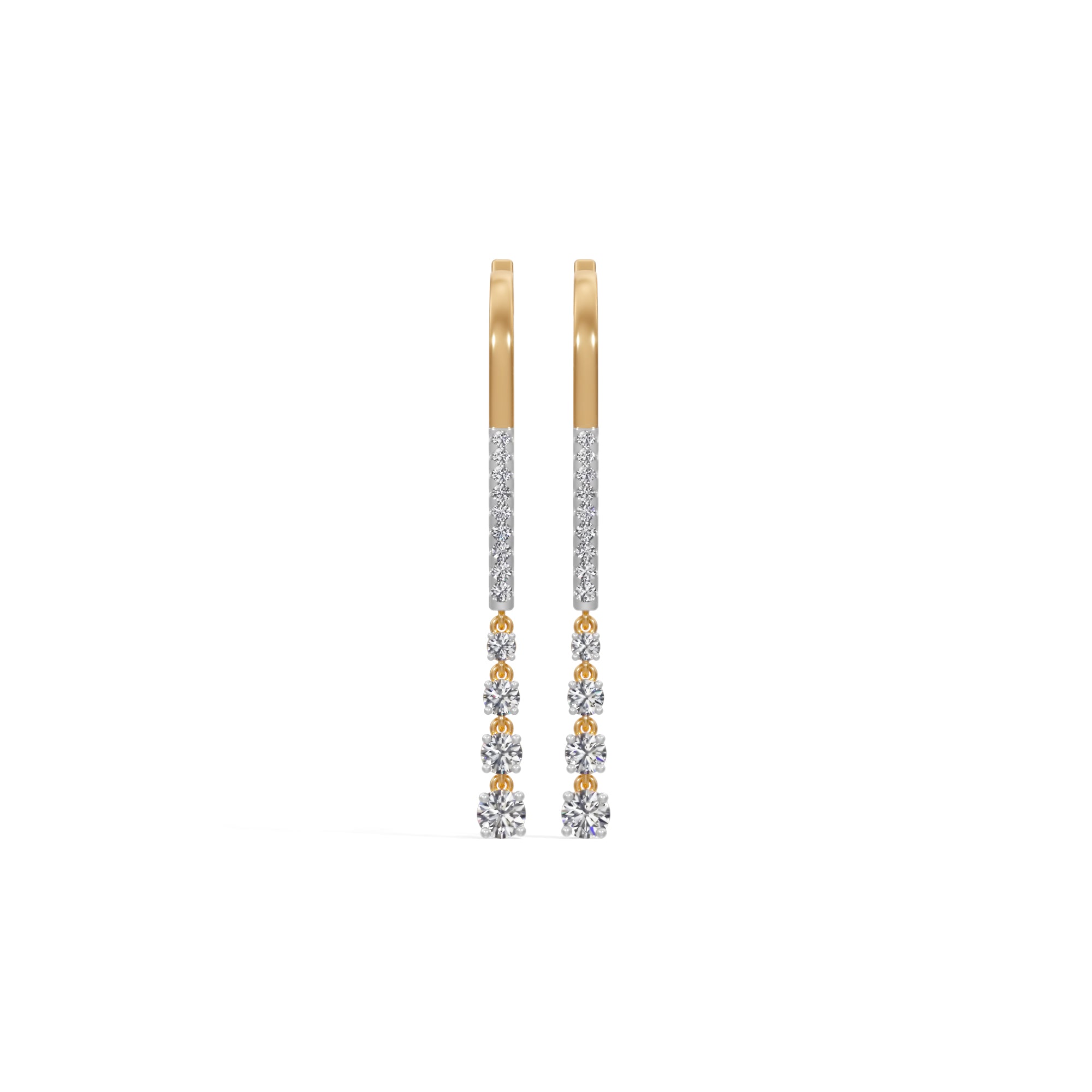 Yellow Gold 1Ct Drop Round Lab Grown Diamond Vyelle Earring
