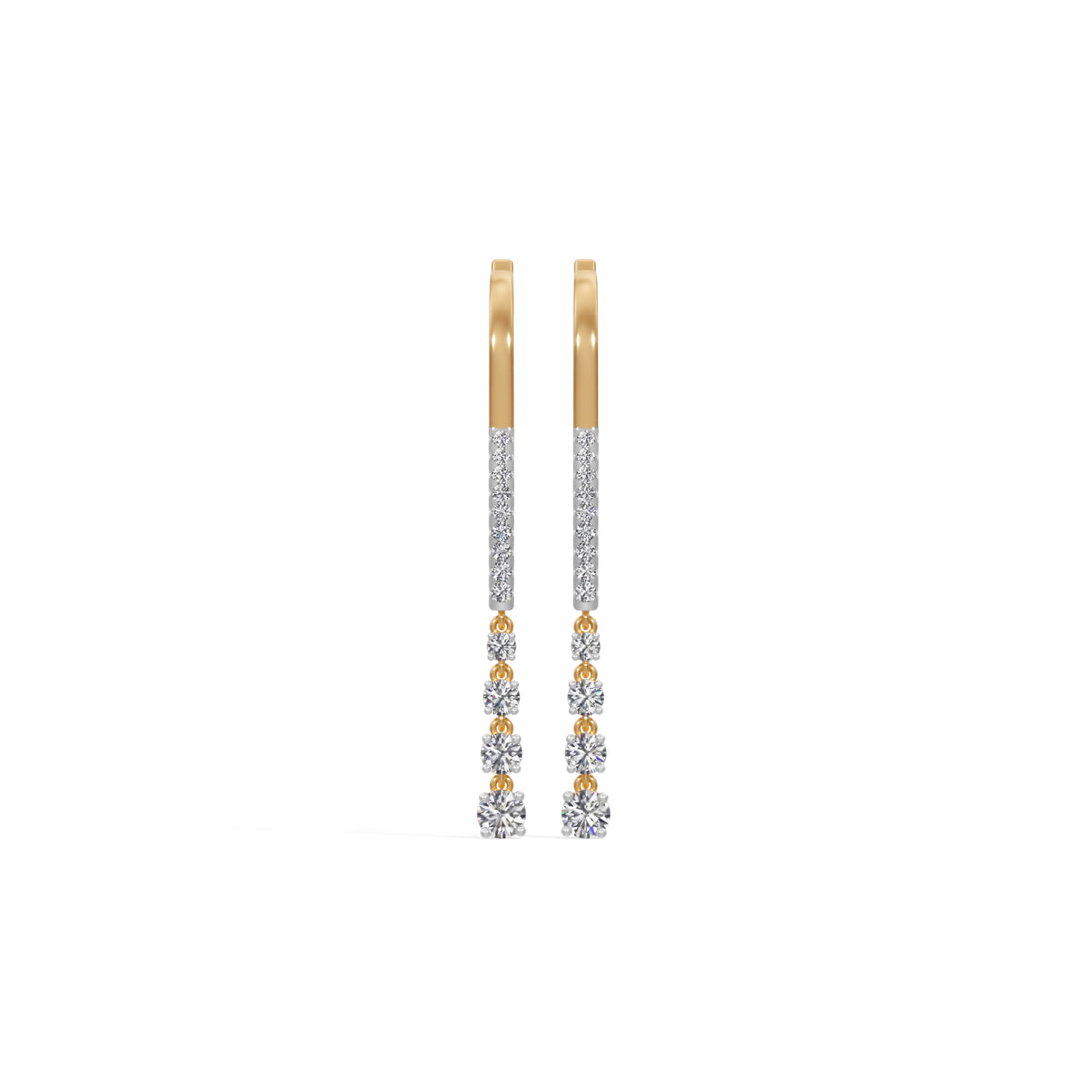 Yellow Gold 1Ct Drop Round Lab Grown Diamond Vyelle Earring