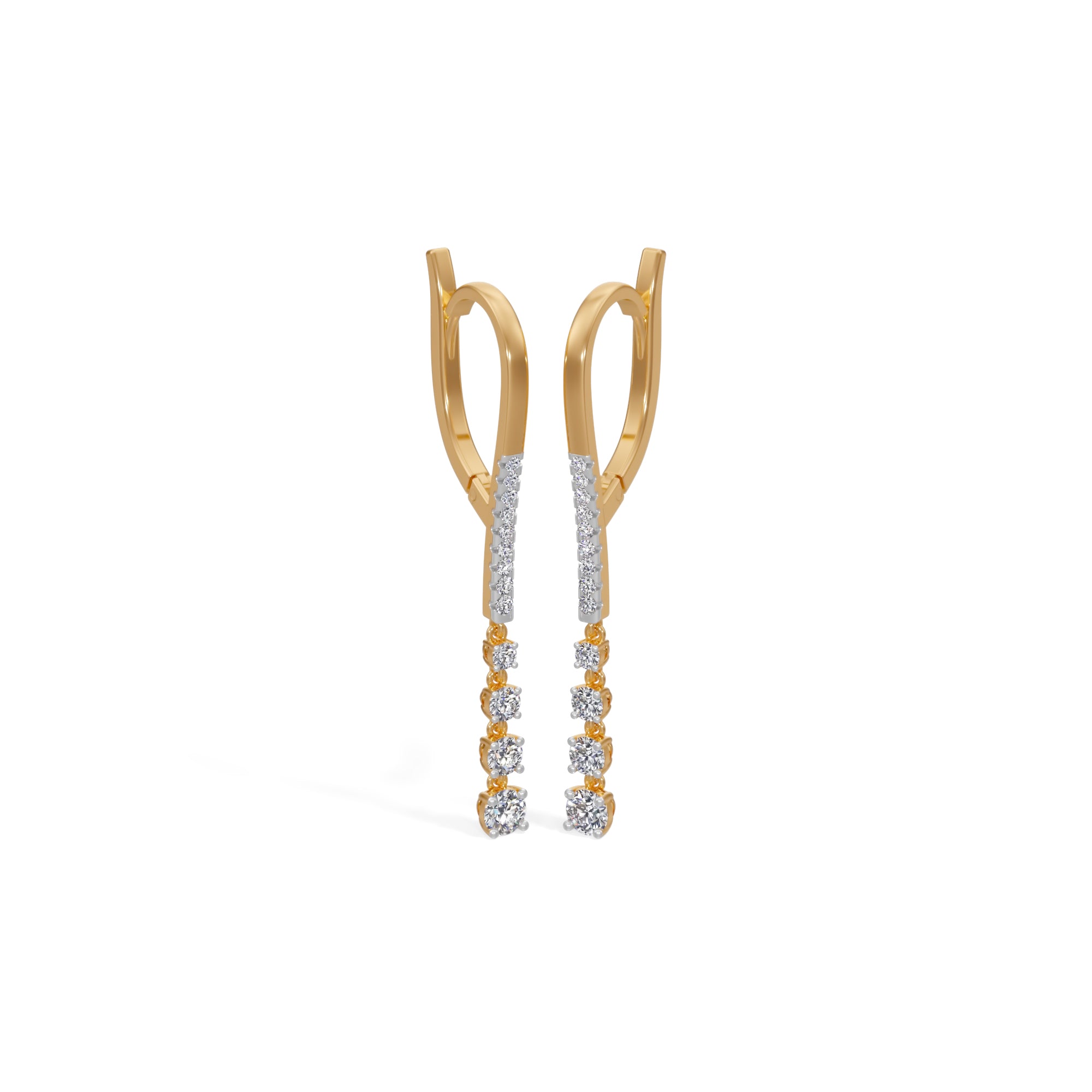 Yellow Gold 1Ct Drop Round Lab Grown Diamond Vyelle Earring