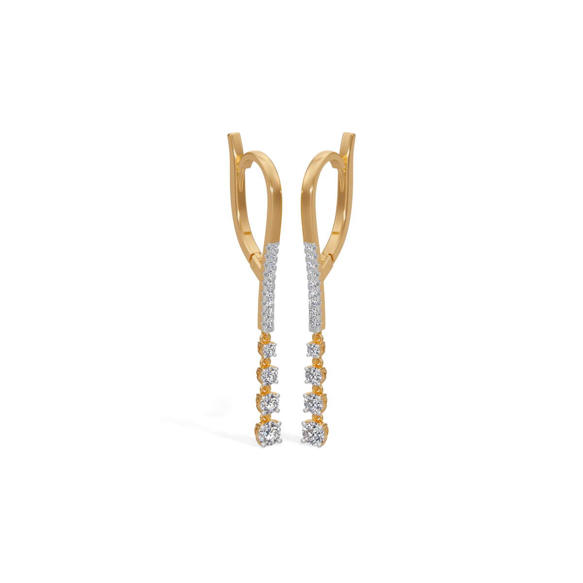 Yellow Gold 1Ct Drop Round Lab Grown Diamond Vyelle Earring