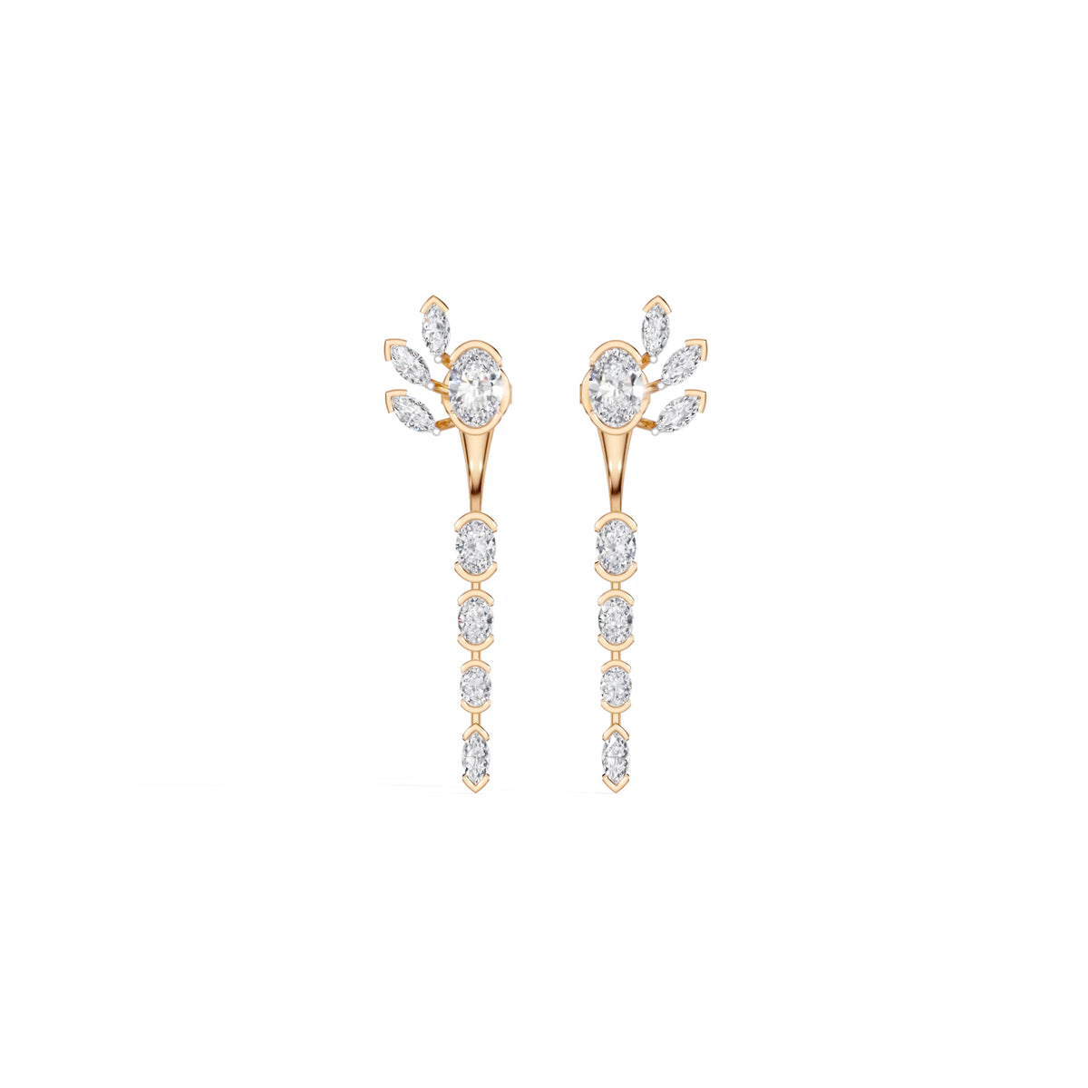 Rose Gold 1 50Ct Prong Dangle Oval Lab Grown Diamond Orvielle Earring