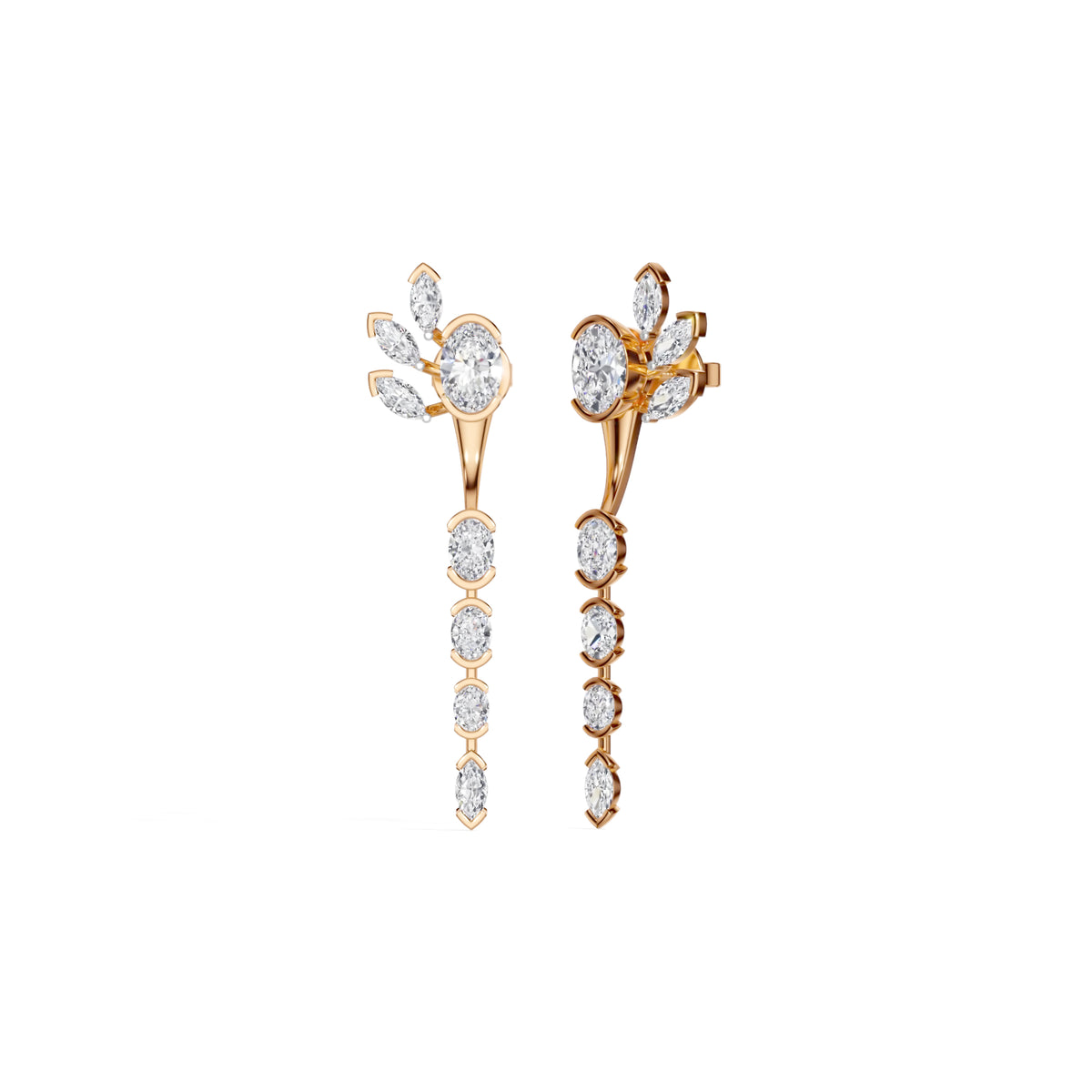 Rose Gold 1 50Ct Prong Dangle Oval Lab Grown Diamond Orvielle Earring