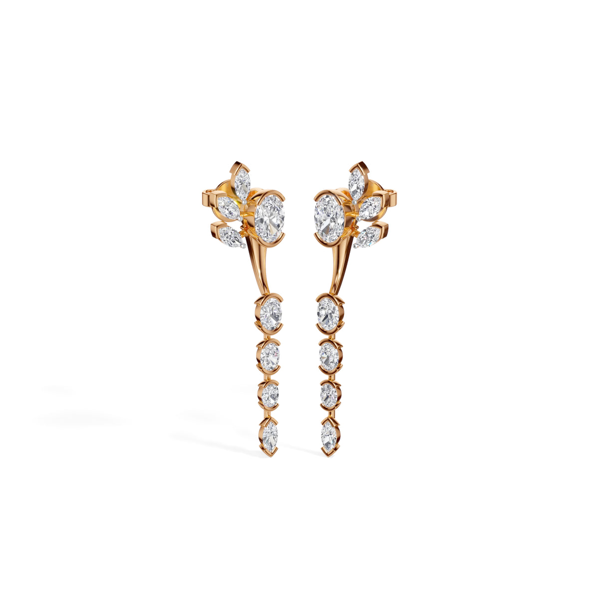 Rose Gold 1 50Ct Prong Dangle Oval Lab Grown Diamond Orvielle Earring