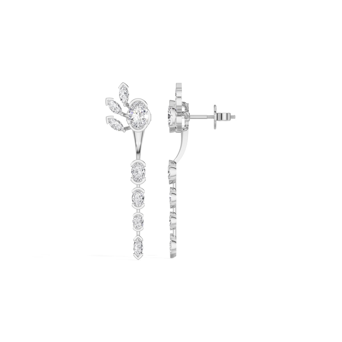 White Gold 1 50Ct Prong Dangle Oval Lab Grown Diamond Orvielle Earring