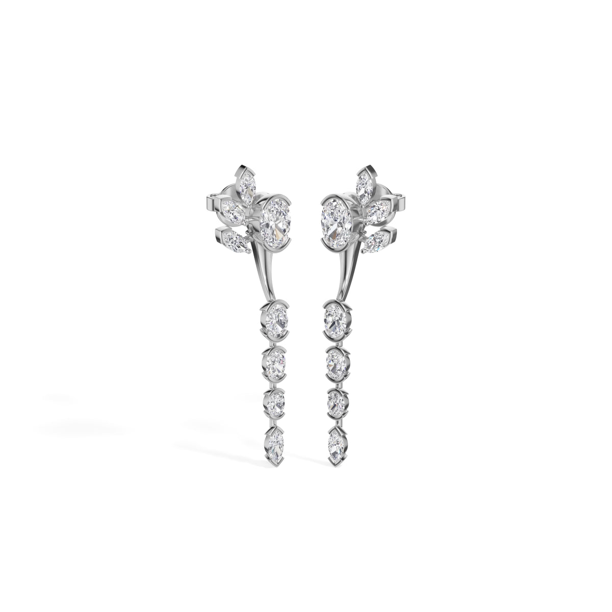 White Gold 1 50Ct Prong Dangle Oval Lab Grown Diamond Orvielle Earring