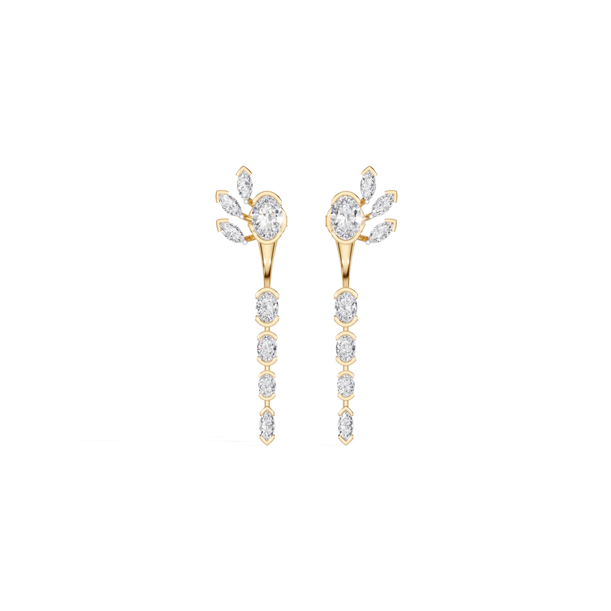 Yellow Gold 1 50Ct Prong Dangle Oval Lab Grown Diamond Orvielle Earring