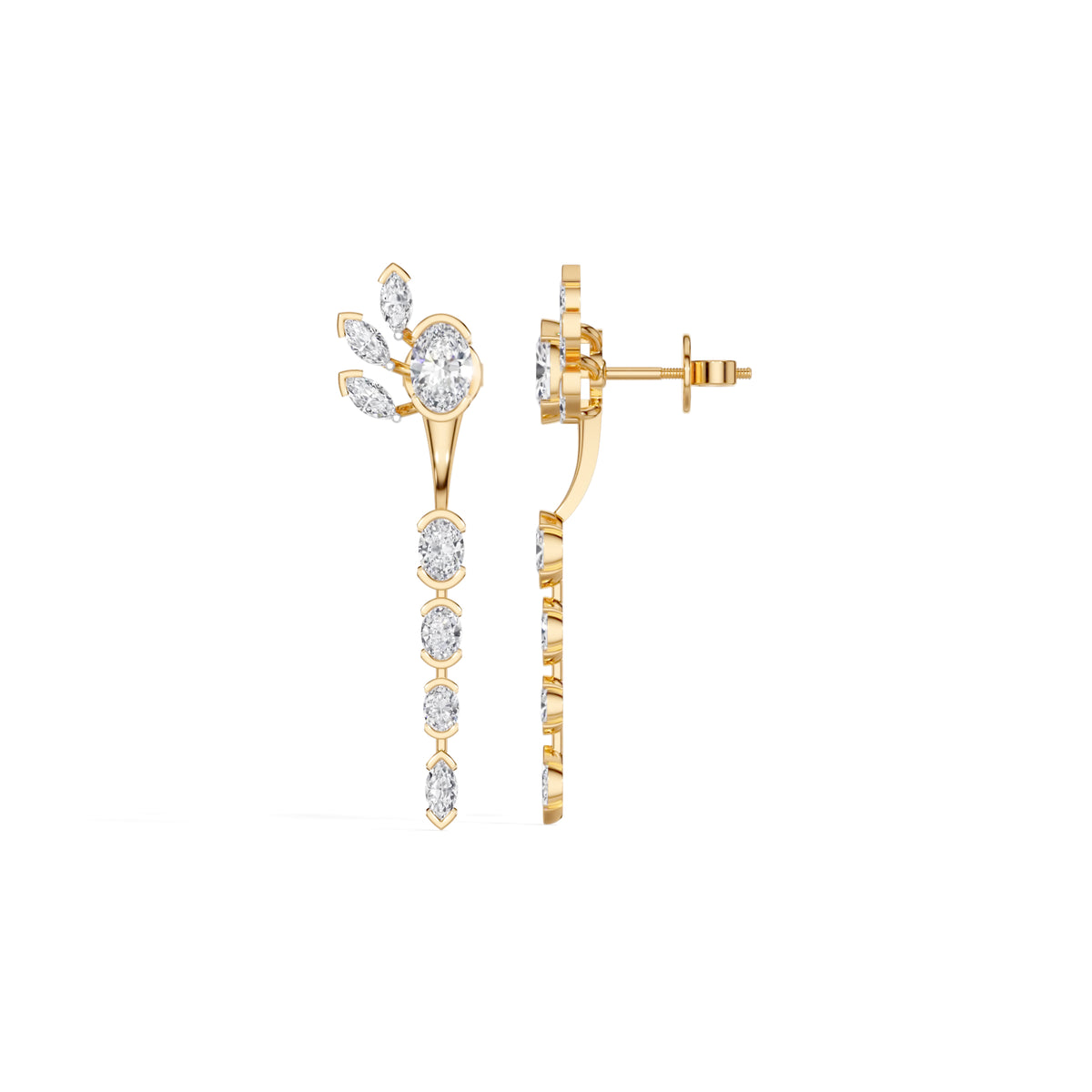 Yellow Gold 1 50Ct Prong Dangle Oval Lab Grown Diamond Orvielle Earring