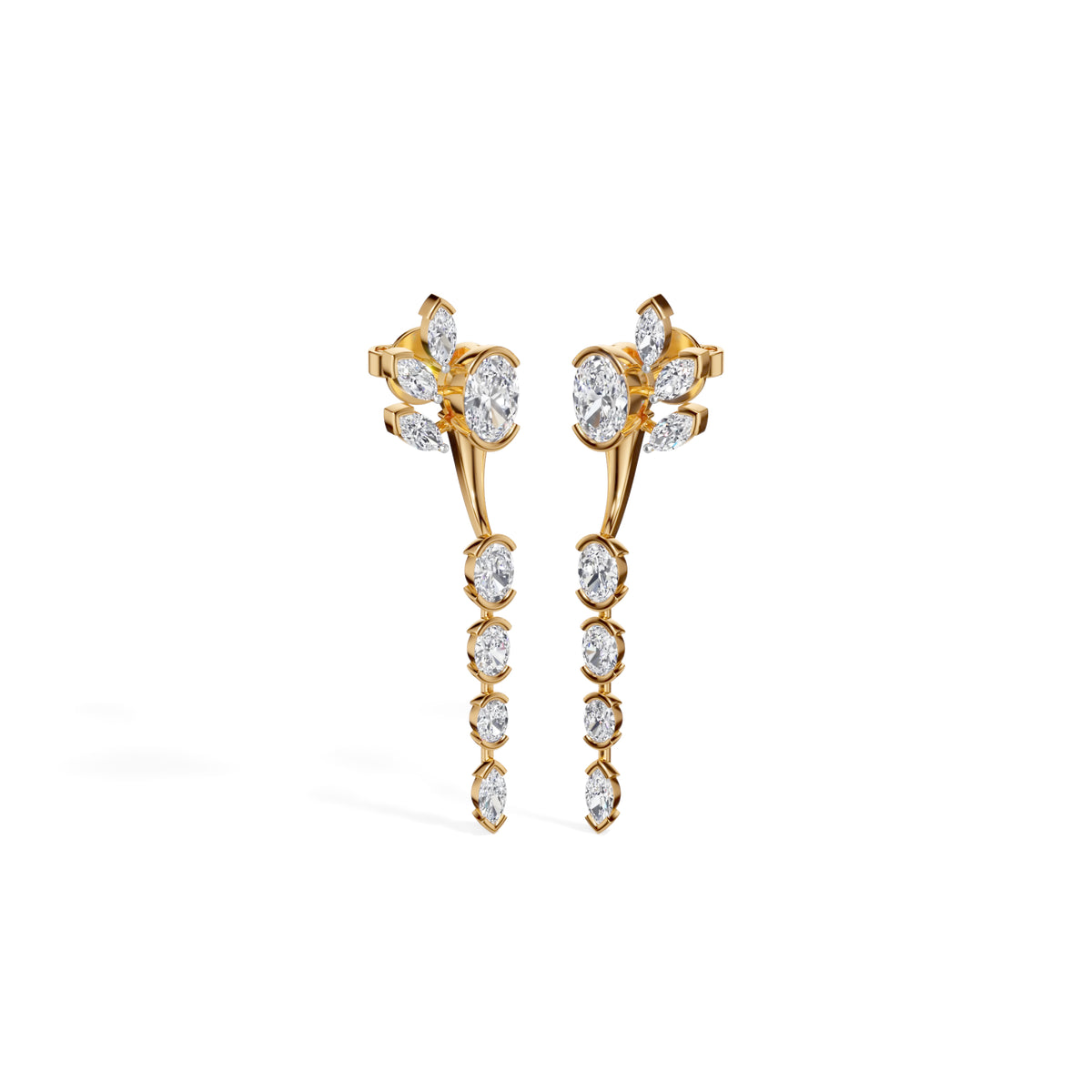 Yellow Gold 1 50Ct Prong Dangle Oval Lab Grown Diamond Orvielle Earring