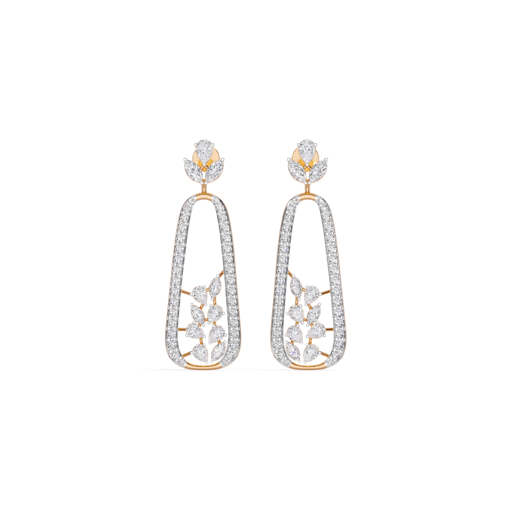 Rose Gold 3Ct Pave Drop Pear Lab Grown Diamond Qorex Earring