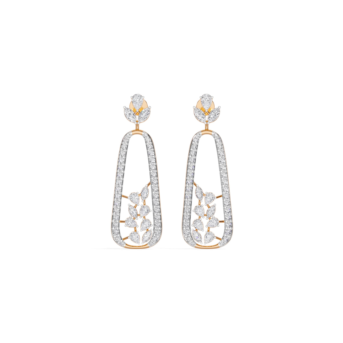 Rose Gold 3Ct Pave Drop Pear Lab Grown Diamond Qorex Earring
