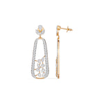 Rose Gold 3Ct Pave Drop Pear Lab Grown Diamond Qorex Earring