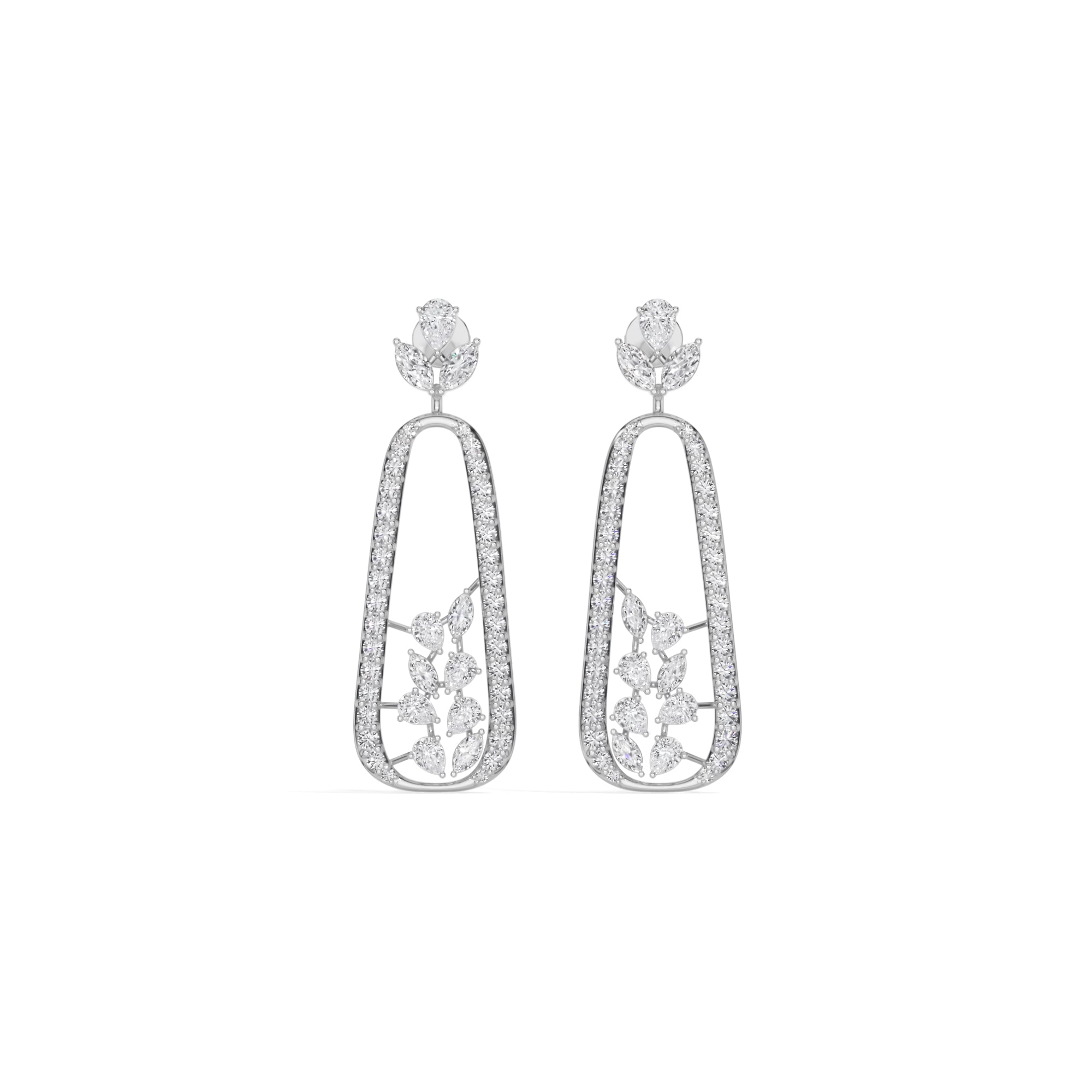 White Gold 3Ct Pave Drop Pear Lab Grown Diamond Qorex Earring