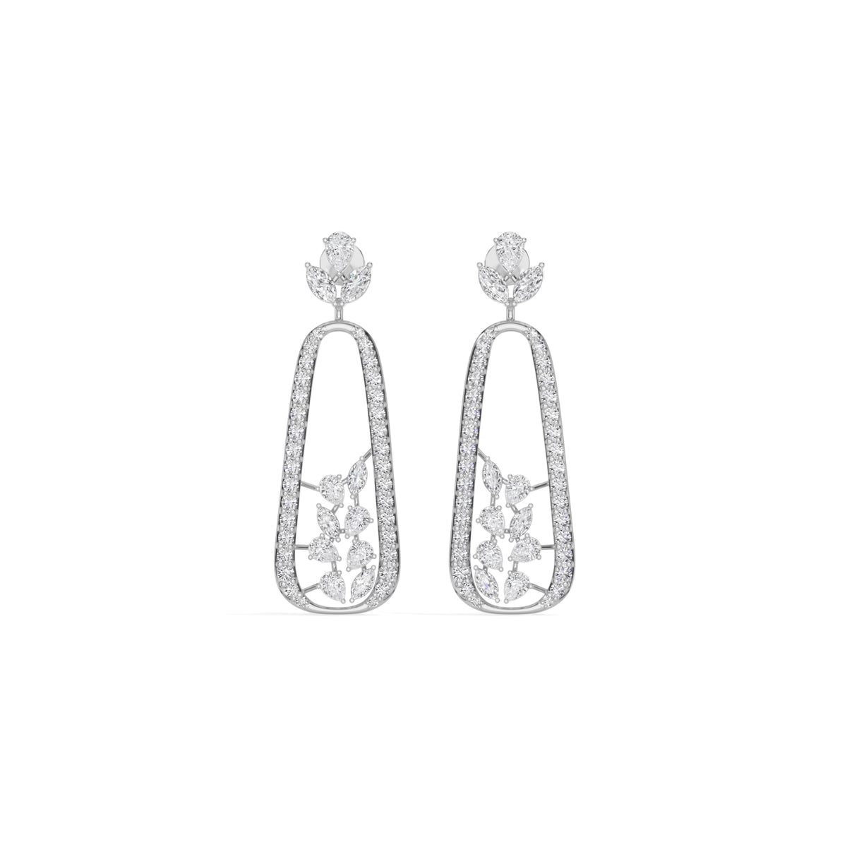 White Gold 3Ct Pave Drop Pear Lab Grown Diamond Qorex Earring