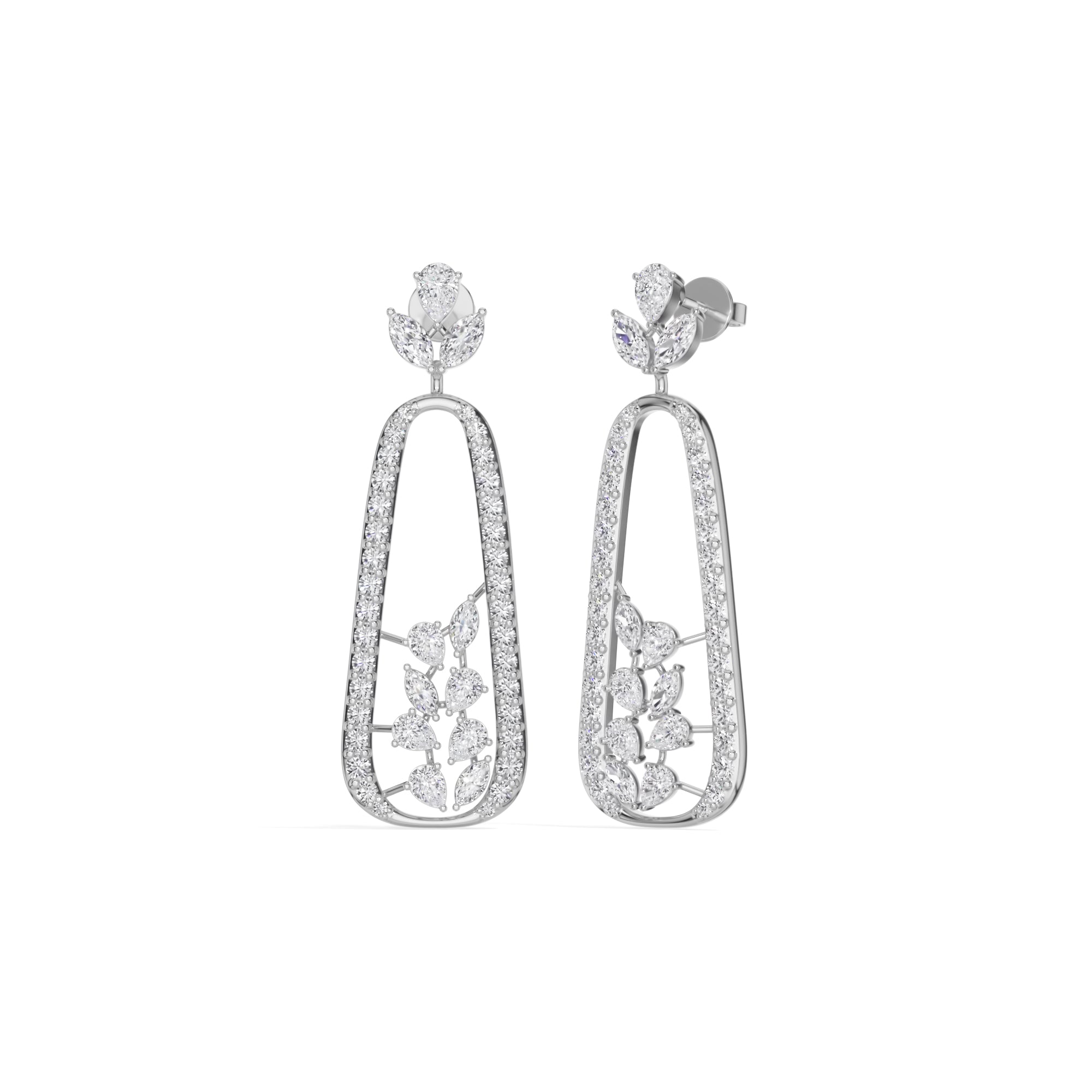 White Gold 3Ct Pave Drop Pear Lab Grown Diamond Qorex Earring