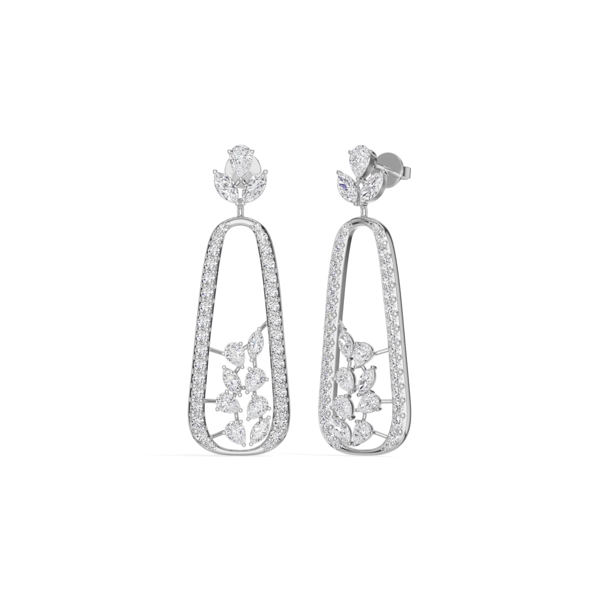 White Gold 3Ct Pave Drop Pear Lab Grown Diamond Qorex Earring