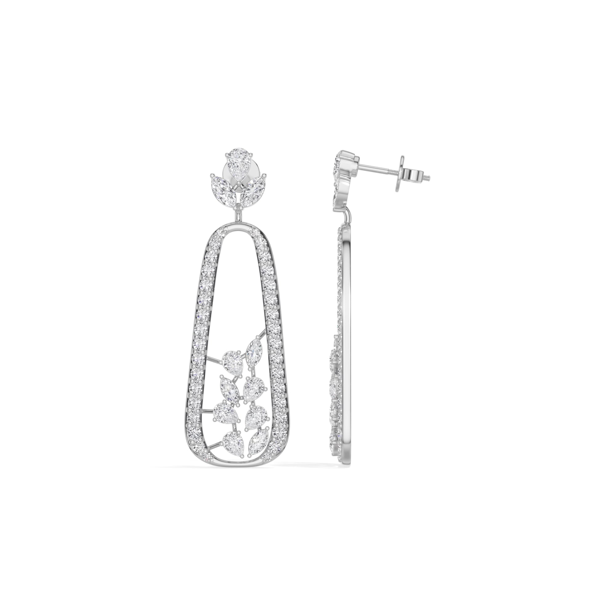 White Gold 3Ct Pave Drop Pear Lab Grown Diamond Qorex Earring