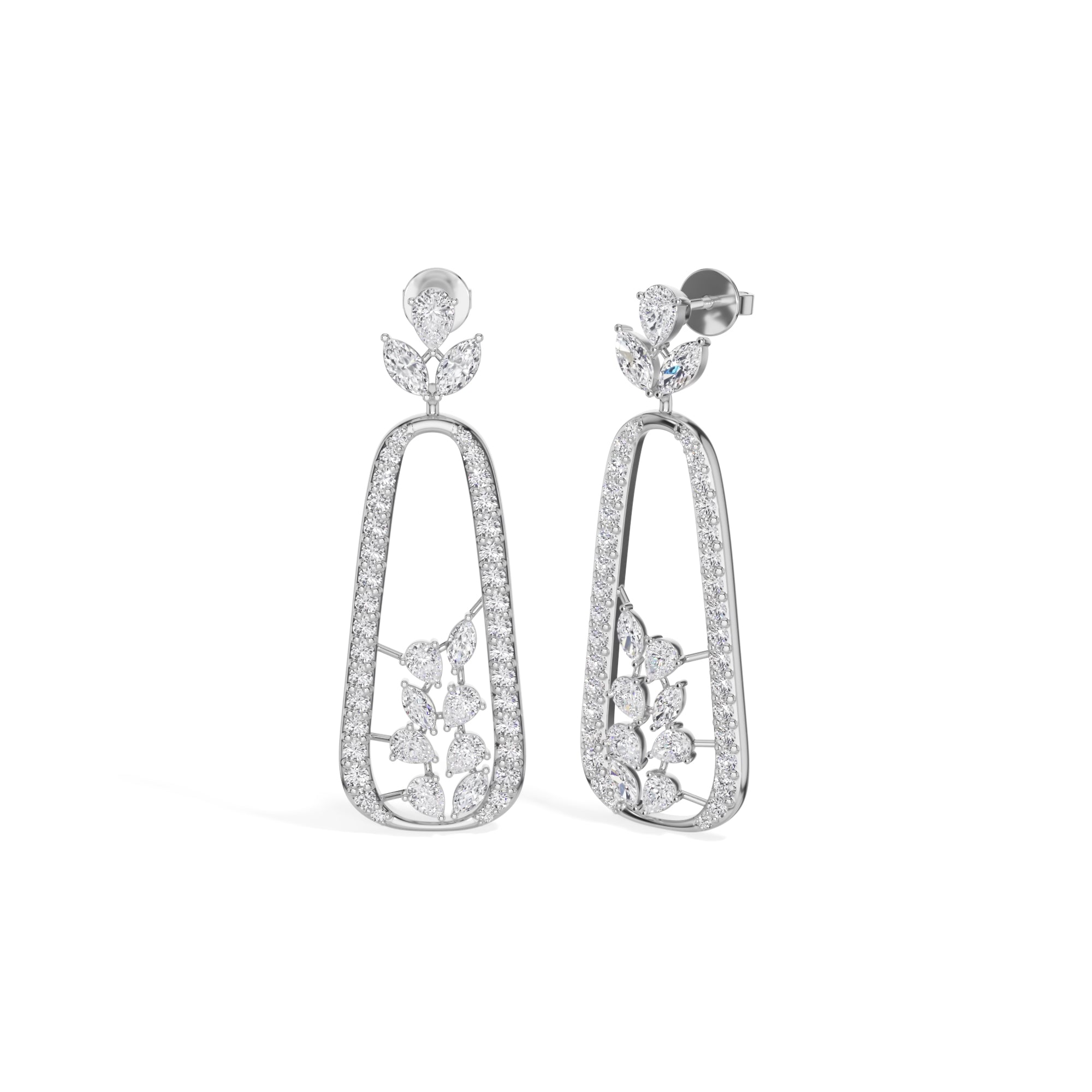 White Gold 3Ct Pave Drop Pear Lab Grown Diamond Qorex Earring