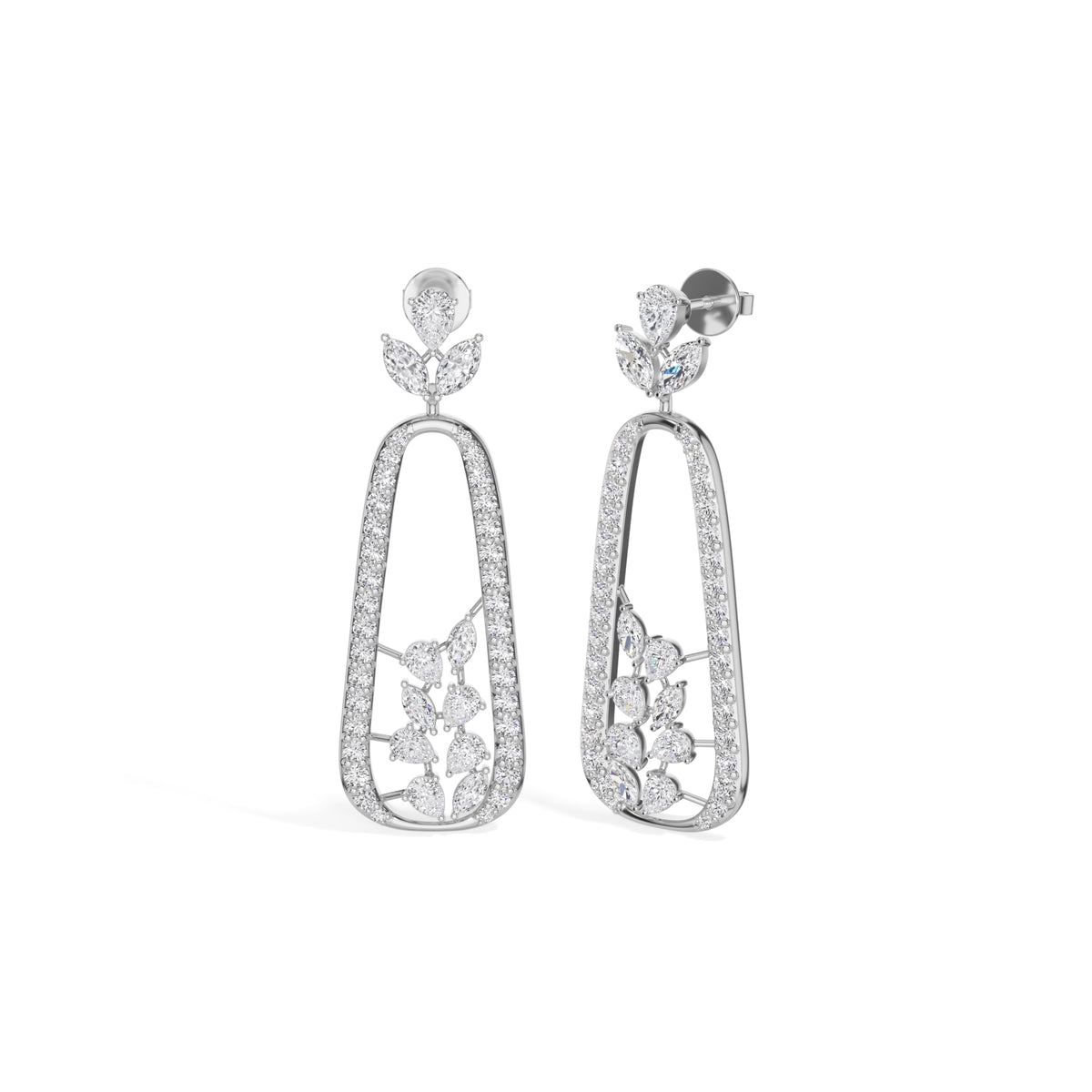 White Gold 3Ct Pave Drop Pear Lab Grown Diamond Qorex Earring