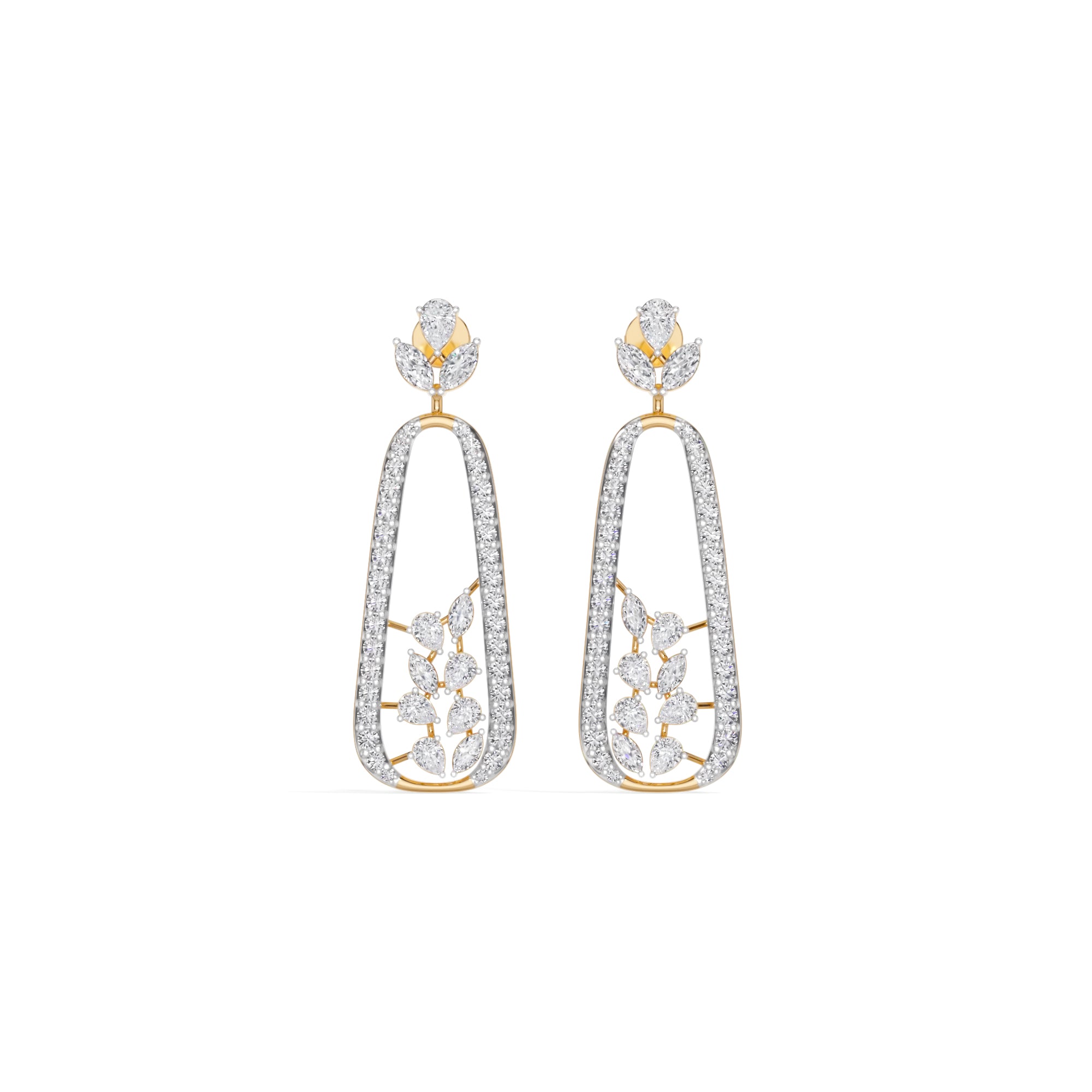 Yellow Gold 3Ct Pave Drop Pear Lab Grown Diamond Qorex Earring
