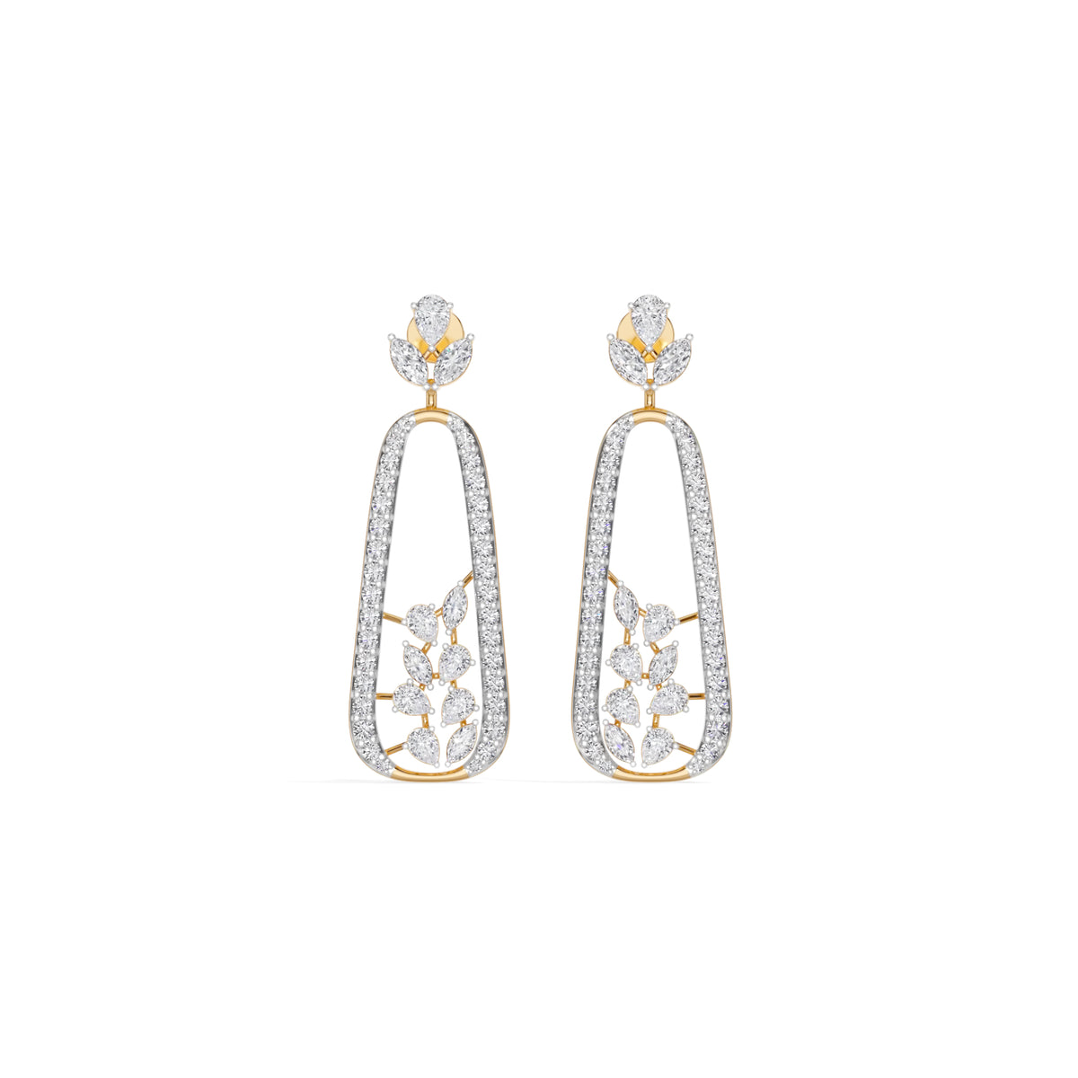 Yellow Gold 3Ct Pave Drop Pear Lab Grown Diamond Qorex Earring