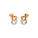Rose Gold Pave Heart Round Lab Grown Diamond Kalyra Earring