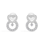 White Gold Pave Heart Round Lab Grown Diamond Kalyra Earring