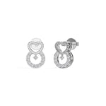 White Gold Pave Heart Round Lab Grown Diamond Kalyra Earring