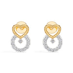 Yellow Gold Pave Heart Round Lab Grown Diamond Kalyra Earring