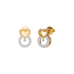 Yellow Gold Pave Heart Round Lab Grown Diamond Kalyra Earring
