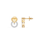 Yellow Gold Pave Heart Round Lab Grown Diamond Kalyra Earring