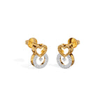 Yellow Gold Pave Heart Round Lab Grown Diamond Kalyra Earring