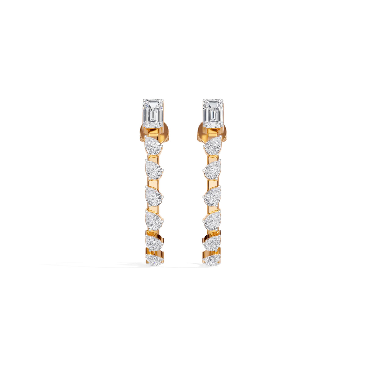 Rose Gold 2Ct Prong Linear Pear Lab Grown Diamond Xanira Earring