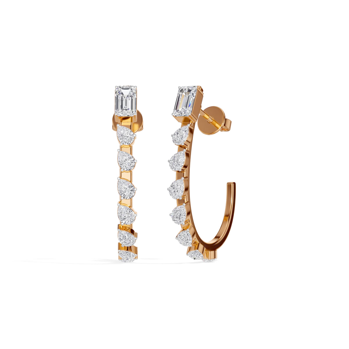 Rose Gold 2Ct Prong Linear Pear Lab Grown Diamond Xanira Earring