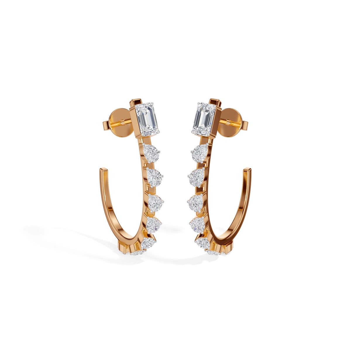 Rose Gold 2Ct Prong Linear Pear Lab Grown Diamond Xanira Earring