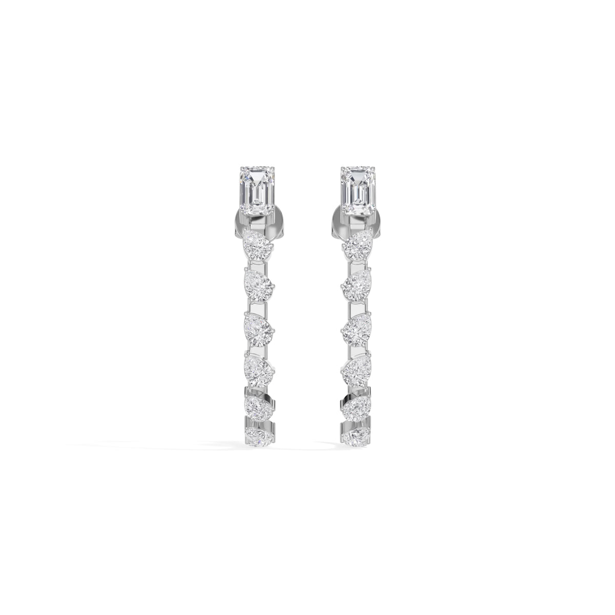 White Gold 2Ct Prong Linear Pear Lab Grown Diamond Xanira Earring