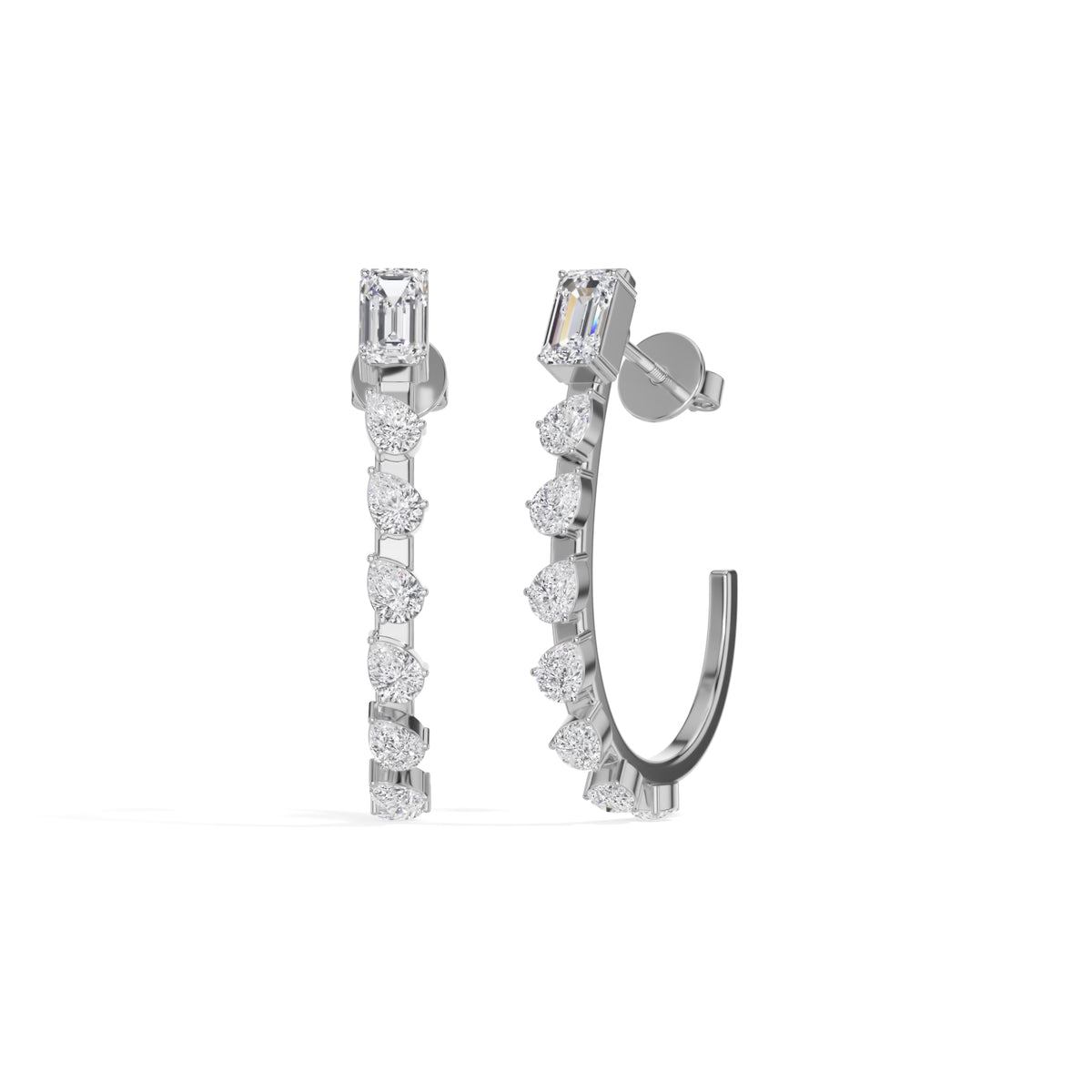 White Gold 2Ct Prong Linear Pear Lab Grown Diamond Xanira Earring