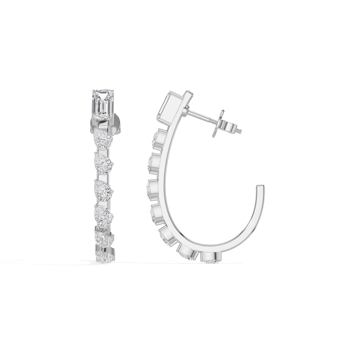 White Gold 2Ct Prong Linear Pear Lab Grown Diamond Xanira Earring