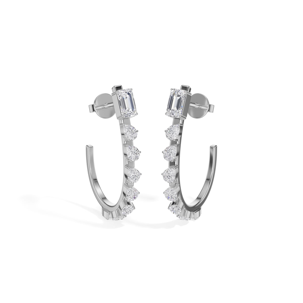 White Gold 2Ct Prong Linear Pear Lab Grown Diamond Xanira Earring
