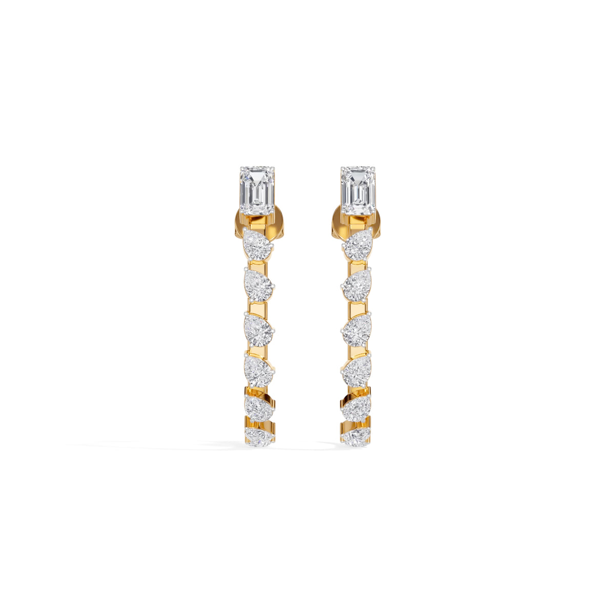 Yellow Gold 2Ct Prong Linear Pear Lab Grown Diamond Xanira Earring