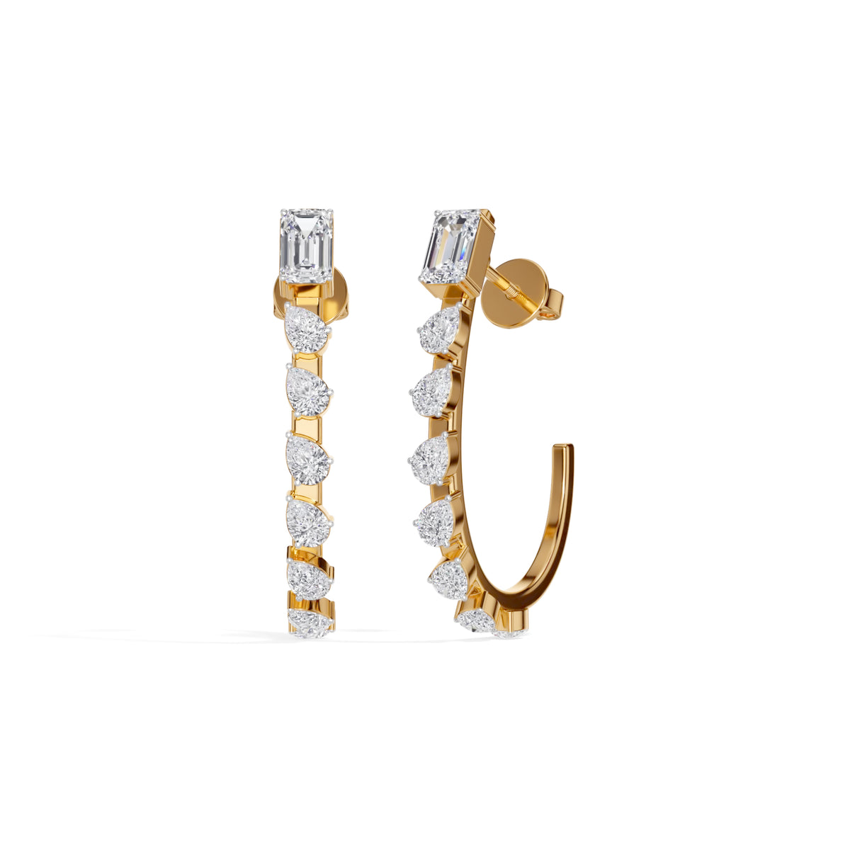 Yellow Gold 2Ct Prong Linear Pear Lab Grown Diamond Xanira Earring