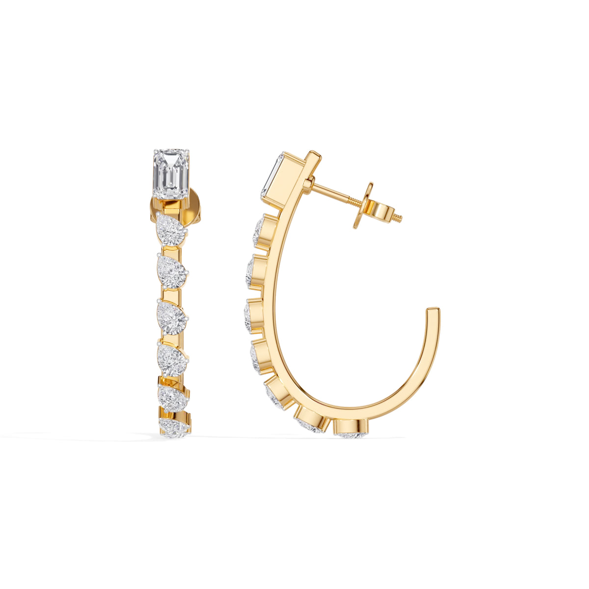 Yellow Gold 2Ct Prong Linear Pear Lab Grown Diamond Xanira Earring